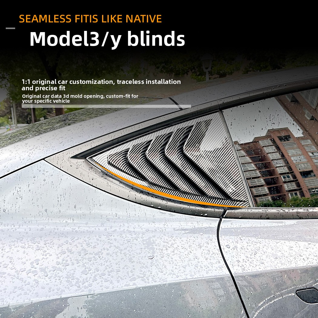 Suitable for Tesla Model 3/Y 2020+ Blinds Rear Window Car Decal Exterior Modification Accessories